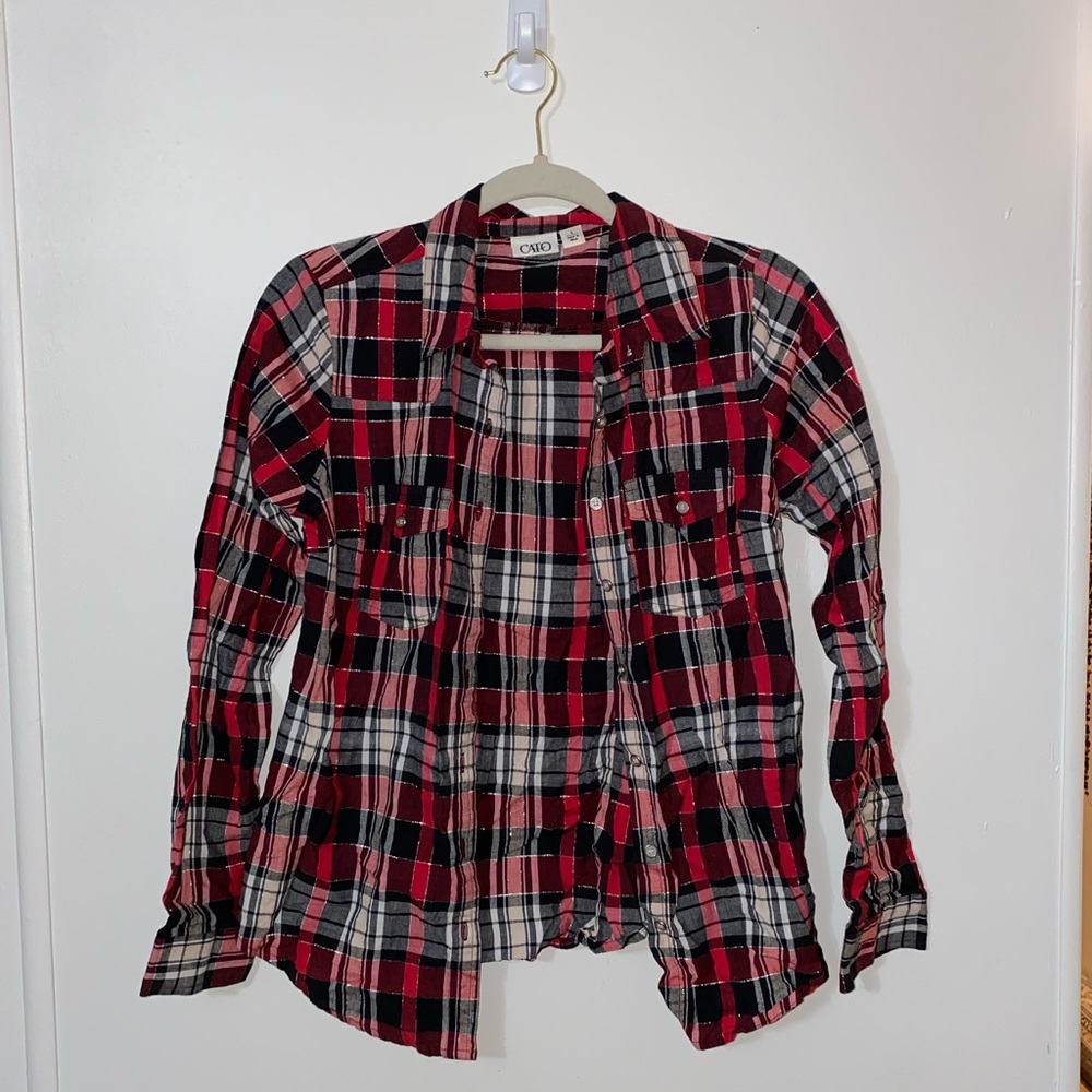 Black and Red Cato Button Up